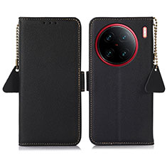 Leather Case Stands Flip Cover Holder B01H for Vivo X90 Pro 5G Black