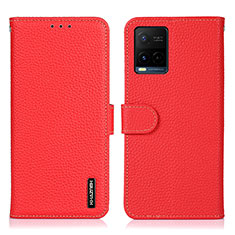 Leather Case Stands Flip Cover Holder B01H for Vivo Y21 Red