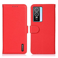 Leather Case Stands Flip Cover Holder B01H for Vivo Y76s 5G Red