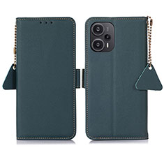 Leather Case Stands Flip Cover Holder B01H for Xiaomi Poco F5 5G Green
