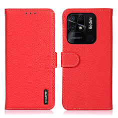 Leather Case Stands Flip Cover Holder B01H for Xiaomi Redmi 10 Power Red