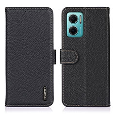 Leather Case Stands Flip Cover Holder B01H for Xiaomi Redmi 10 Prime Plus 5G Black