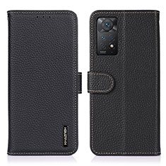 Leather Case Stands Flip Cover Holder B01H for Xiaomi Redmi Note 11 Pro 4G Black