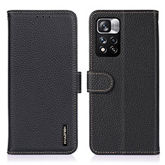 Leather Case Stands Flip Cover Holder B01H for Xiaomi Redmi Note 11 Pro+ Plus 5G Black