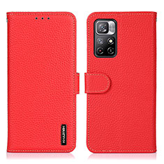 Leather Case Stands Flip Cover Holder B01H for Xiaomi Redmi Note 11S 5G Red