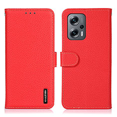 Leather Case Stands Flip Cover Holder B01H for Xiaomi Redmi Note 11T Pro 5G Red