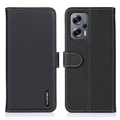 Leather Case Stands Flip Cover Holder B01H for Xiaomi Redmi Note 11T Pro+ Plus 5G Black