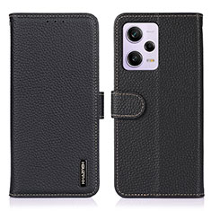 Leather Case Stands Flip Cover Holder B01H for Xiaomi Redmi Note 12 Pro 5G Black