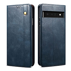 Leather Case Stands Flip Cover Holder B01S for Google Pixel 6 5G Blue