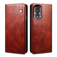 Leather Case Stands Flip Cover Holder B01S for Huawei Honor 80 5G Brown