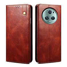 Leather Case Stands Flip Cover Holder B01S for Huawei Honor Magic5 5G Brown