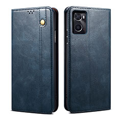 Leather Case Stands Flip Cover Holder B01S for Oppo A76 Blue