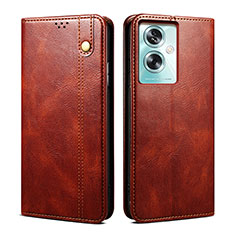 Leather Case Stands Flip Cover Holder B01S for Oppo A79 5G Brown