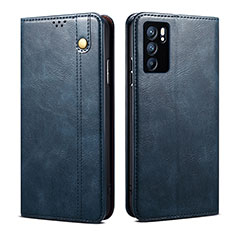 Leather Case Stands Flip Cover Holder B01S for Oppo Reno6 Pro 5G India Blue