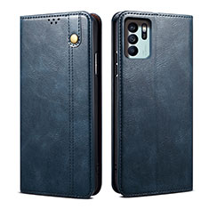 Leather Case Stands Flip Cover Holder B01S for Oppo Reno6 Z 5G Blue