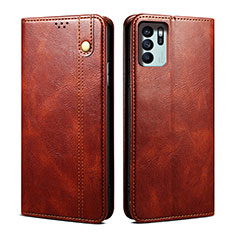 Leather Case Stands Flip Cover Holder B01S for Oppo Reno6 Z 5G Brown