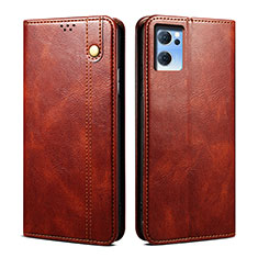 Leather Case Stands Flip Cover Holder B01S for Oppo Reno7 5G Brown