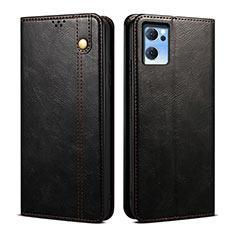 Leather Case Stands Flip Cover Holder B01S for Oppo Reno7 SE 5G Black