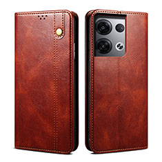 Leather Case Stands Flip Cover Holder B01S for Oppo Reno8 Pro 5G Brown