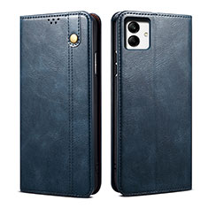 Leather Case Stands Flip Cover Holder B01S for Samsung Galaxy A05 Blue