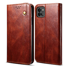 Leather Case Stands Flip Cover Holder B01S for Samsung Galaxy A22s 5G Brown