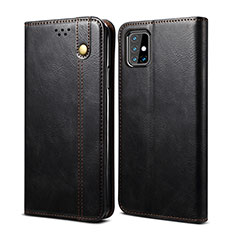 Leather Case Stands Flip Cover Holder B01S for Samsung Galaxy M31s Black