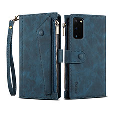 Leather Case Stands Flip Cover Holder B01S for Samsung Galaxy S20 Blue