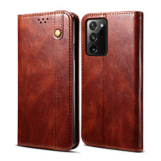 Leather Case Stands Flip Cover Holder B01S for Samsung Galaxy S20 Plus Brown