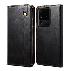 Leather Case Stands Flip Cover Holder B01S for Samsung Galaxy S20 Ultra 5G Black