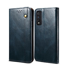 Leather Case Stands Flip Cover Holder B01S for Vivo iQOO U1 Blue