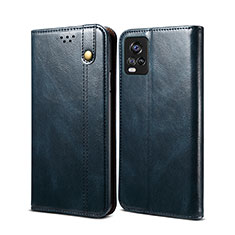 Leather Case Stands Flip Cover Holder B01S for Vivo V20 Blue