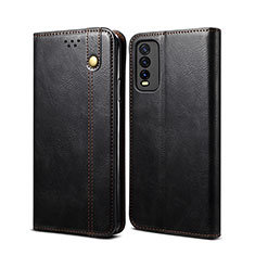 Leather Case Stands Flip Cover Holder B01S for Vivo Y12s Black