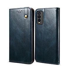 Leather Case Stands Flip Cover Holder B01S for Vivo Y20 Blue