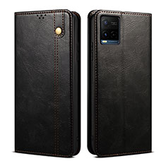 Leather Case Stands Flip Cover Holder B01S for Vivo Y21 Black