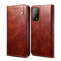 Leather Case Stands Flip Cover Holder B01S for Xiaomi Mi 10T Pro 5G Brown