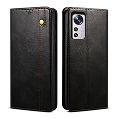 Leather Case Stands Flip Cover Holder B01S for Xiaomi Mi 12 5G Black