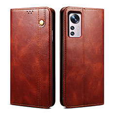 Leather Case Stands Flip Cover Holder B01S for Xiaomi Mi 12 5G Brown