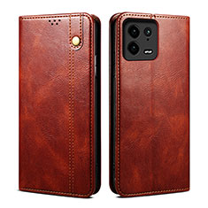 Leather Case Stands Flip Cover Holder B01S for Xiaomi Mi 13 Pro 5G Brown