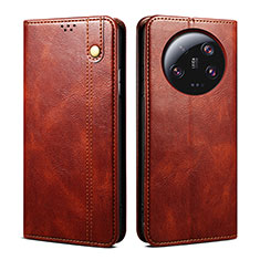 Leather Case Stands Flip Cover Holder B01S for Xiaomi Mi 13 Ultra 5G Brown