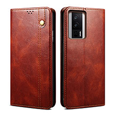 Leather Case Stands Flip Cover Holder B01S for Xiaomi Poco F5 Pro 5G Brown