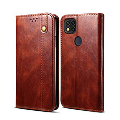 Leather Case Stands Flip Cover Holder B01S for Xiaomi Redmi 10A 4G Brown
