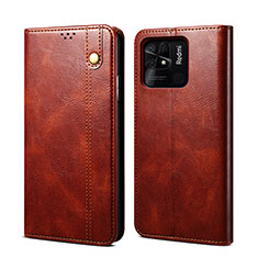 Leather Case Stands Flip Cover Holder B01S for Xiaomi Redmi 10C 4G Brown