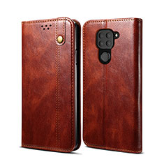 Leather Case Stands Flip Cover Holder B01S for Xiaomi Redmi 10X 4G Brown