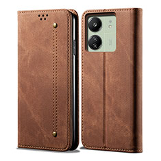 Leather Case Stands Flip Cover Holder B01S for Xiaomi Redmi 13C Brown