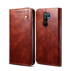 Leather Case Stands Flip Cover Holder B01S for Xiaomi Redmi 9 Brown