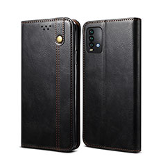 Leather Case Stands Flip Cover Holder B01S for Xiaomi Redmi 9T 4G Black