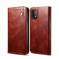 Leather Case Stands Flip Cover Holder B01S for Xiaomi Redmi 9T 4G Brown