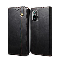 Leather Case Stands Flip Cover Holder B01S for Xiaomi Redmi Note 10 Pro 4G Black