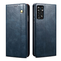 Leather Case Stands Flip Cover Holder B01S for Xiaomi Redmi Note 11 Pro 4G Blue