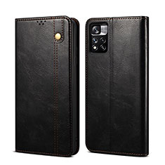 Leather Case Stands Flip Cover Holder B01S for Xiaomi Redmi Note 11S 5G Black